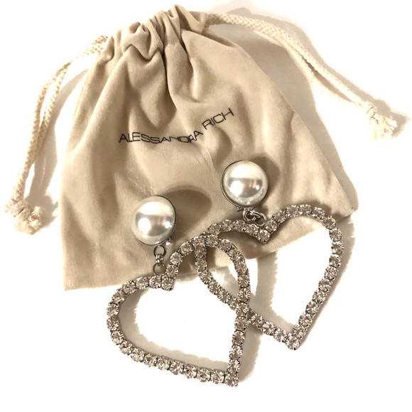 Alessandra rich oversized heart earrings silver - Picture 6 of 8